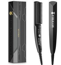 VIKICON Ionic Beard Straightener Heated Comb w/Anti-Scald & LCD Display, UK Gift