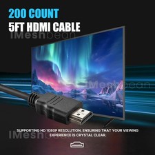 200 Count 5ft HDMI Cable High Speed Black Brand New Never Used Bulk Lot Of 100