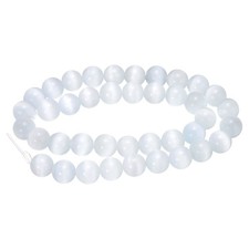 38pcs White Cat's Eye Stone Beads 10mm Round Crystal Loose Bead