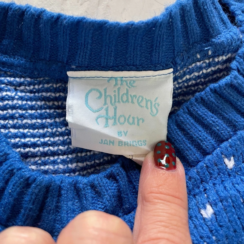 Vintage 80s Holiday Cottagecore Winter Snowman Christmas Sweater Kids Sz 5 USA - Image 4 of 4