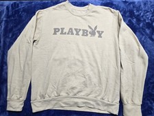 Playboy Graphic Crewneck Sweatshirt Large Beige