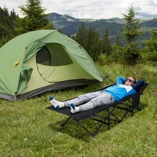 Foldable Camping Cot for Adults Heavy Duty Sleeping Bed with Slanted Headrest