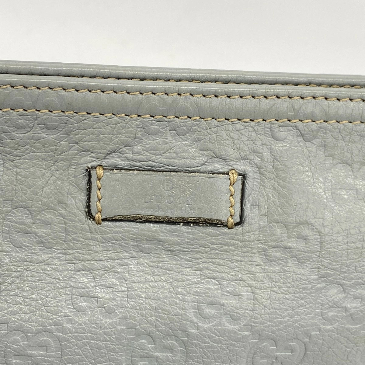 Gucci Guccisima Leather Shoulder Bag Gray Champagne Gold thumbnail 10
