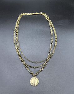 Authentic NEVV Ralph Lauren chunky multi layered chains gold plated charm necklace