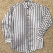 Burberry London Shirt Mens M Button-Down Blue Striped Long Sleeve EUC