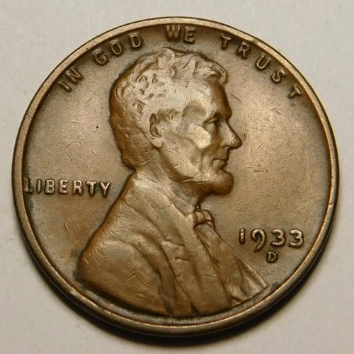 1933 D Lincoln Wheat Cent Penny F-VF  "Actual Coin Pictured"