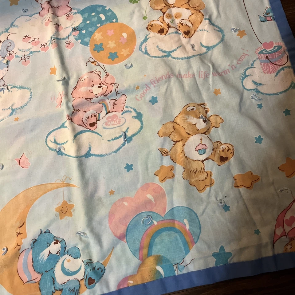 "Manta bebé vintage hecha a mano años 80 Care-a lot Care Bears 40""x32,5""" Foto 2 de 4