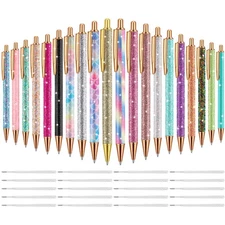 20 Pcs Christmas Glitter Retractable Click Ball Pens Cute Pens for Journaling