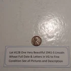 Lot #128 1 Beautiful 1941-S Lincoln Wheat VG-F Full Date-Letters See Pictures