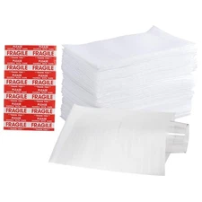 100 Pack 7.5”x12” Foam Cushion Wraps with 5 Fragile Labels - Ultimate Protection