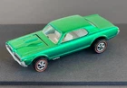 Vintage Hot Wheels Redline 1968 KILLER Green Custom Cougar US - WHITE Int., NR!