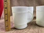 Vintage Set of 4 Oven Proof Anchor Milk Glass Coffee Mug Ribbed Design