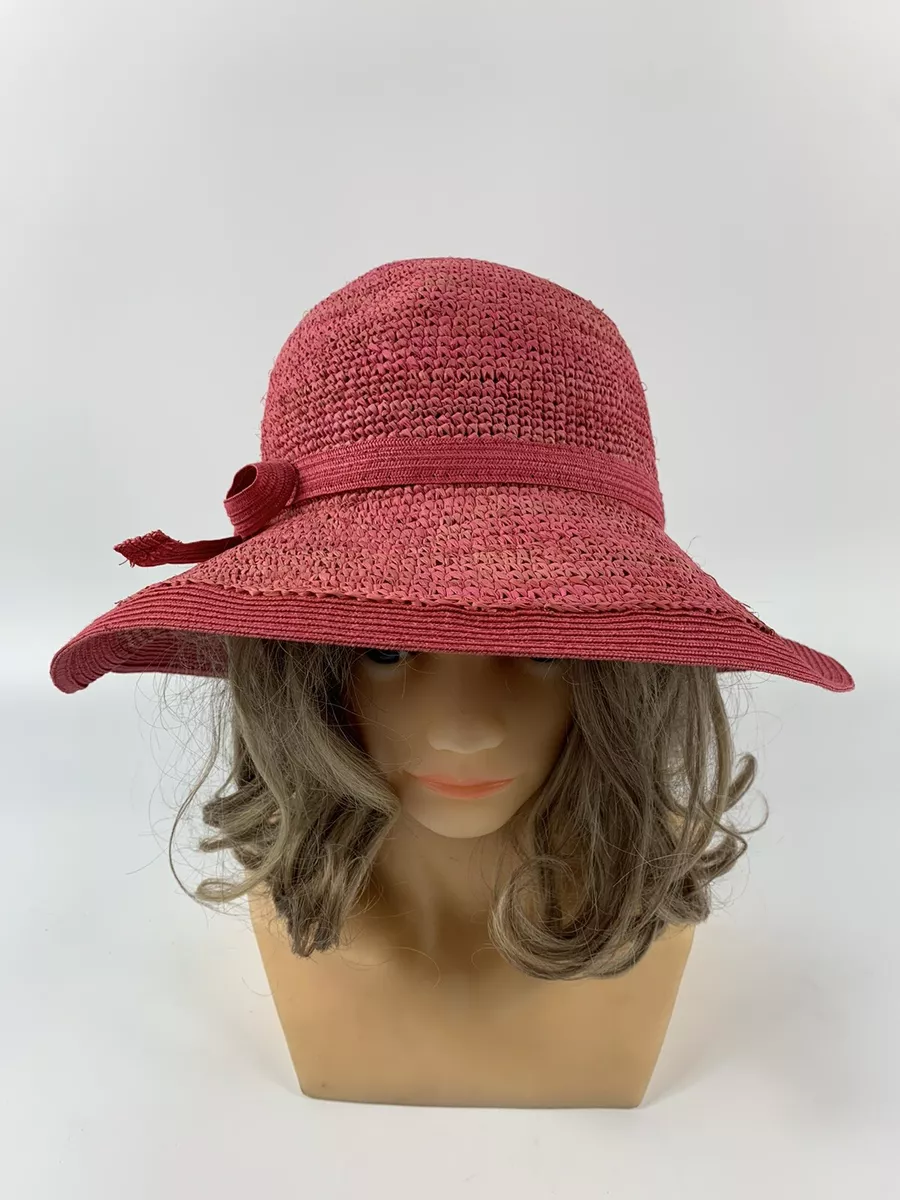 Liz Claiborne Women s Pink Straw Hat Contrast Lining. EUC eBay