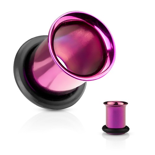 Pair of Titanium Anodized Single Flare Ear Plugs Tunnels Earlets Gauges E334 - Picture 5 of 7
