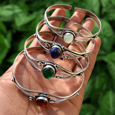 Wow Garnet & Mix Gemstone 10PCS Bangles 925 Silver Plated Wholesale Lot Jewelry