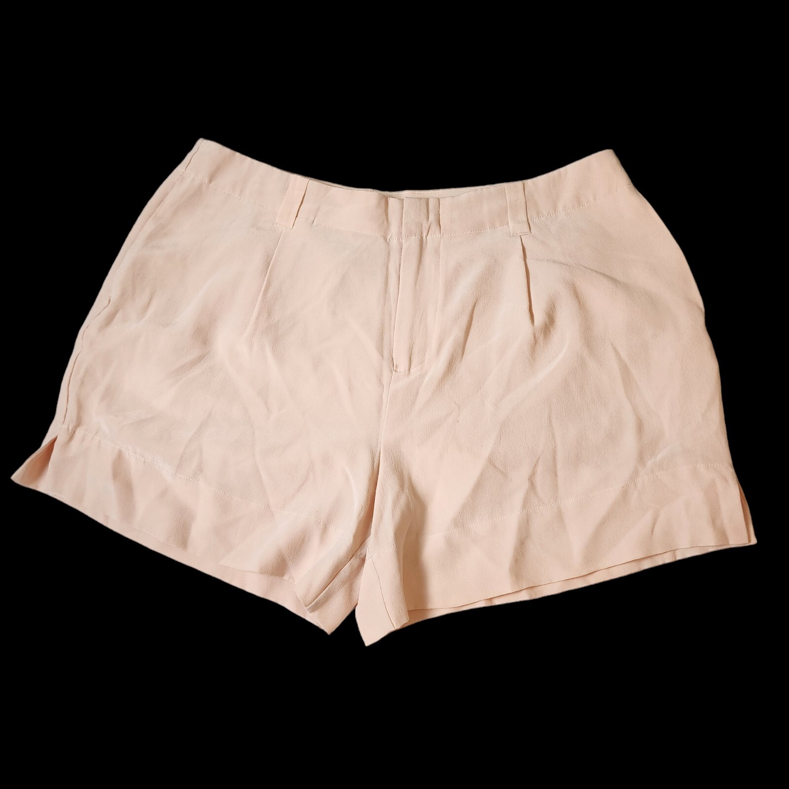 Joie Shorts 100% Silk Size 4 Pale Peach Pockets Z… - image 2