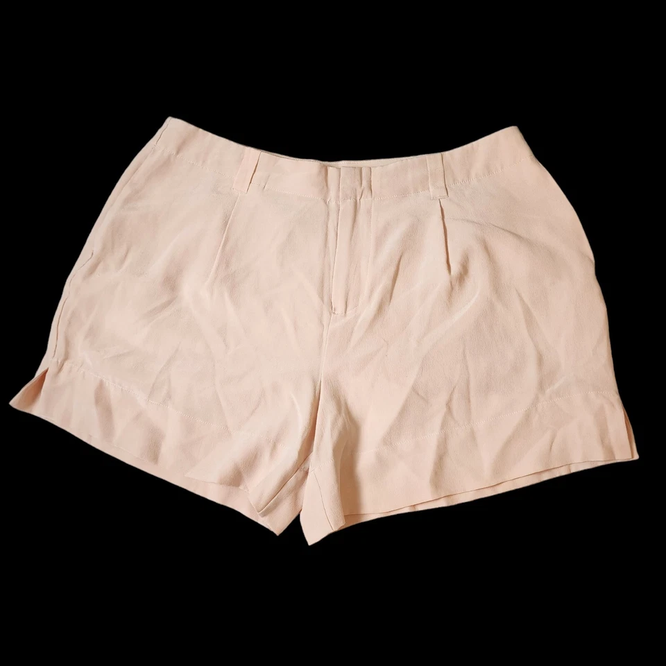 Joie Shorts 100% Silk Size 4 Pale Peach Pockets Zip Fly Side Slits Dressy  - Изображение 2 из 4