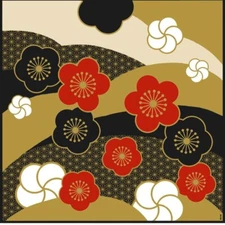 Furoshiki  " Ume Nishiki " Wrapping Scarf , 90×90cm, Cotton,  Made in JAPAN  NEW