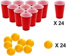 DR.DUDU Pong Cups and Balls Set, Giant Beer Pong Game Set with 24 Cups+24 Balls