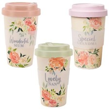 Bambus Travel Mug 400ml umweltfreundlich aus Pfirsichen und Sahne - wählbar 