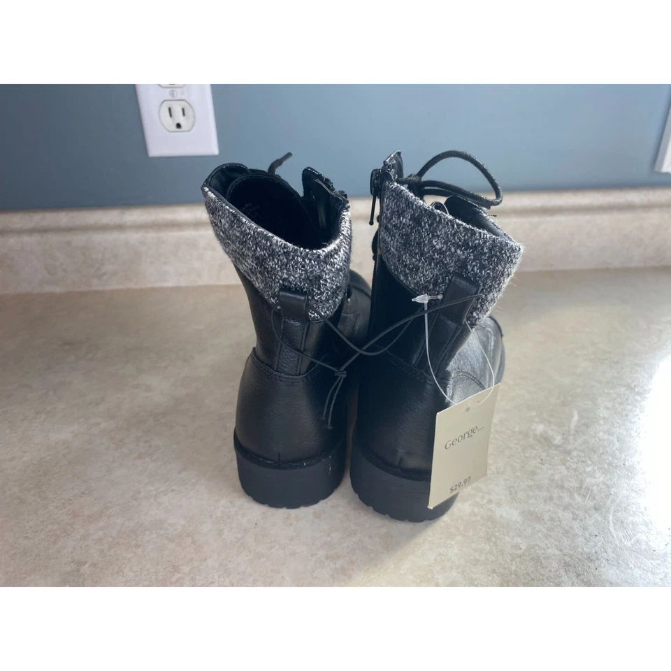 Botas con cordones George Girls talla 12 negras y grises con cremallera lateral NUEVAS Foto 4 de 4