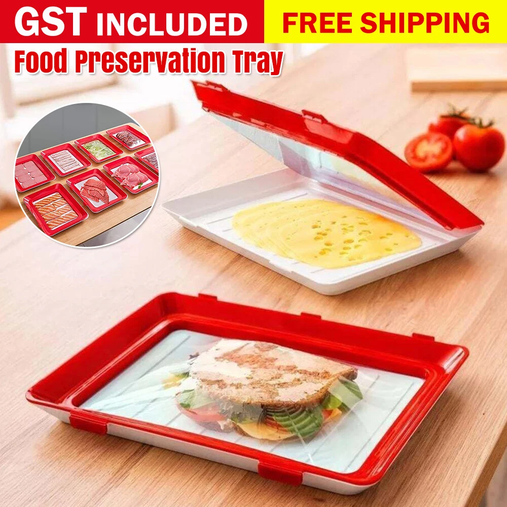 Food Preservation Tray Reusable Plastic Food Fresh Storage Container Plate Cover - Picture 1 of 16