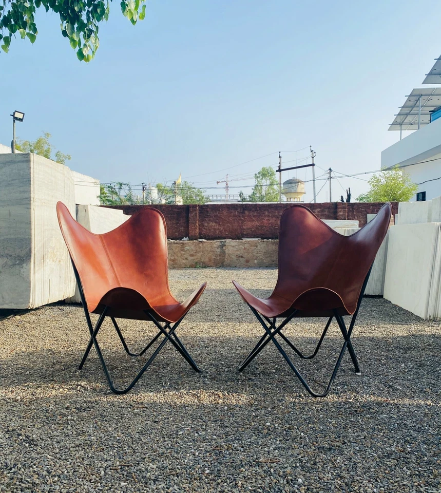 Fold butterfly arm chair for bedroom Leather accent chair christmas gift for her - Image 3 of 4