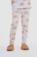 Chaser Kid's Girl's White Knit Rainbow Printed Leggings Size 6