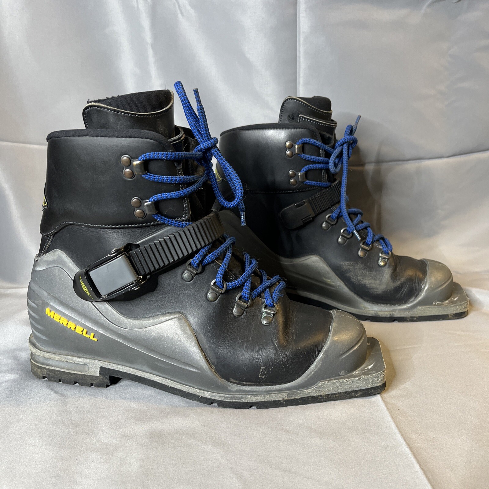 SALOMON Scarponi da sci uomo Merrell Tellemark taglia 10 5 US nero blu flash fibbia singola