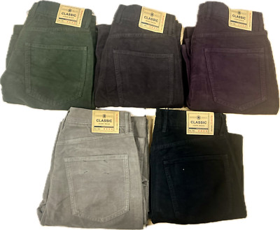 Herren M&S Moleskin Hose Baumwolle gerades Bein Jeansstil Stretch 9 Farben