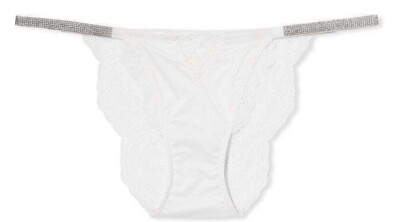 Victoria's Secret VS Rhinestone Shine Strap Lace Cheeky Panty White M L XXL NEW