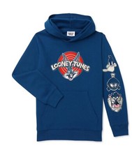 Looney Tunes Characters Boy's Long Sleeve Hoodie Blue Size L 10-12 New