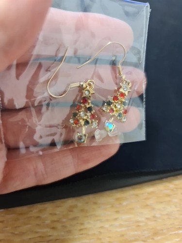Brand New Gem Christmas Tree Christmas Earrings - Picture 4 of 4
