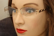 TURA 593 eyeglasses frame Brown Gold 20K Gold Plated Half Rimless 51mm JAPAN