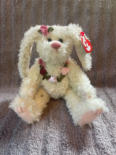TY Attic Treasures ~ Rosalyne the Rabbit ~ Jointed Bunny w/Roses ~ NWT - Picture 2 of 5