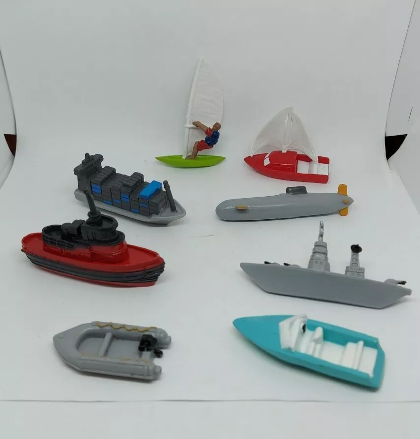 SAFARI LTD plastic boat toy lot, Cargo Ship, submarine, battleship, sale  boat