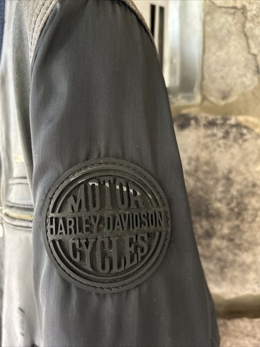 Vintage Leather/Nylon Harley Davidson BomberJacket 70’s-80’s Size XL Black - Picture 3 of 21
