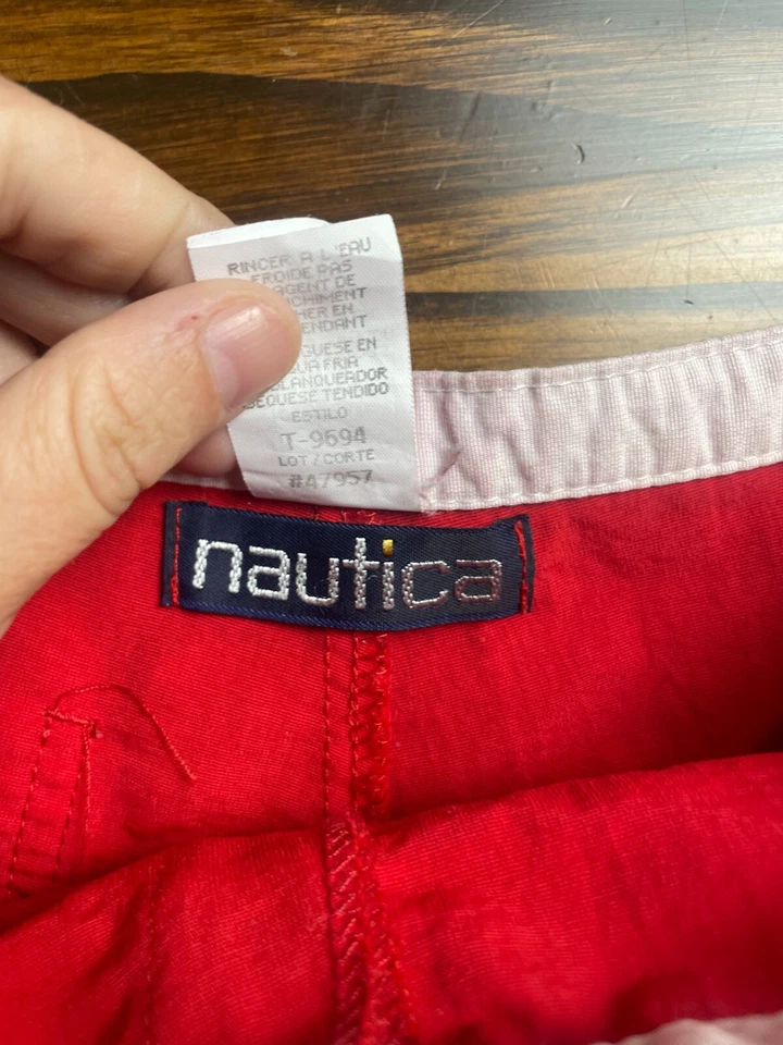 Pantalones Cortos Nautica Para Mujer Talla Grande Rojo Tabla de Natación Pull Up, Bolsillos Mosca Foto 4 de 4