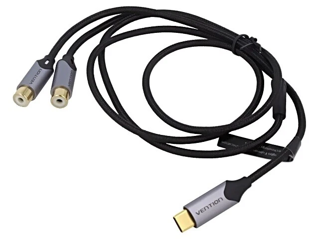 BGVHF Kabel RCA-Buchse x2USB C-Stecker vergoldet 1m schwarz 29AWG VENTION