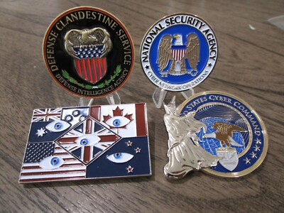 4 Challenge Coins Five Eyes Intelligence CYBERCOM FVEY DIA NSA HUMINT SIGINT IC