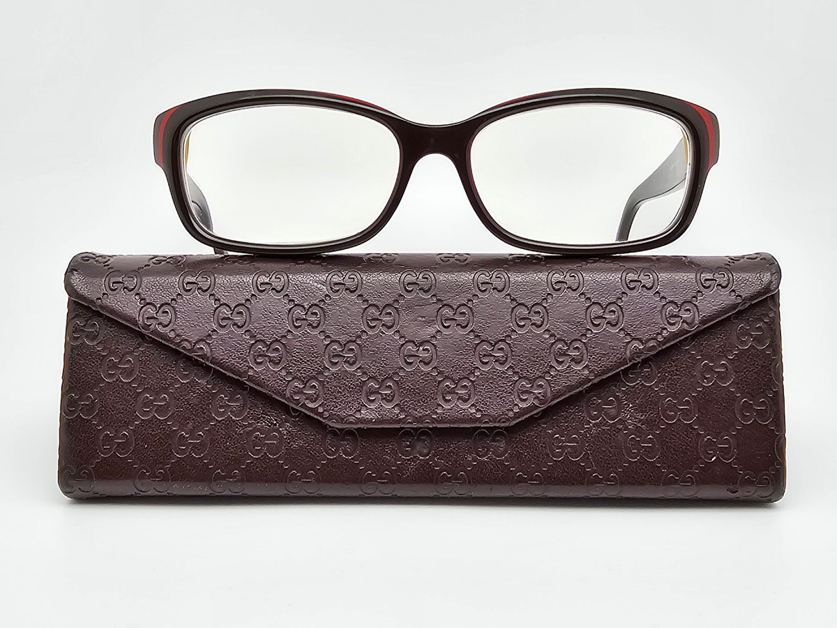 Gucci GG3607 7EH Brown Red Yellow Gold Eyeglasses Frame w/ Case