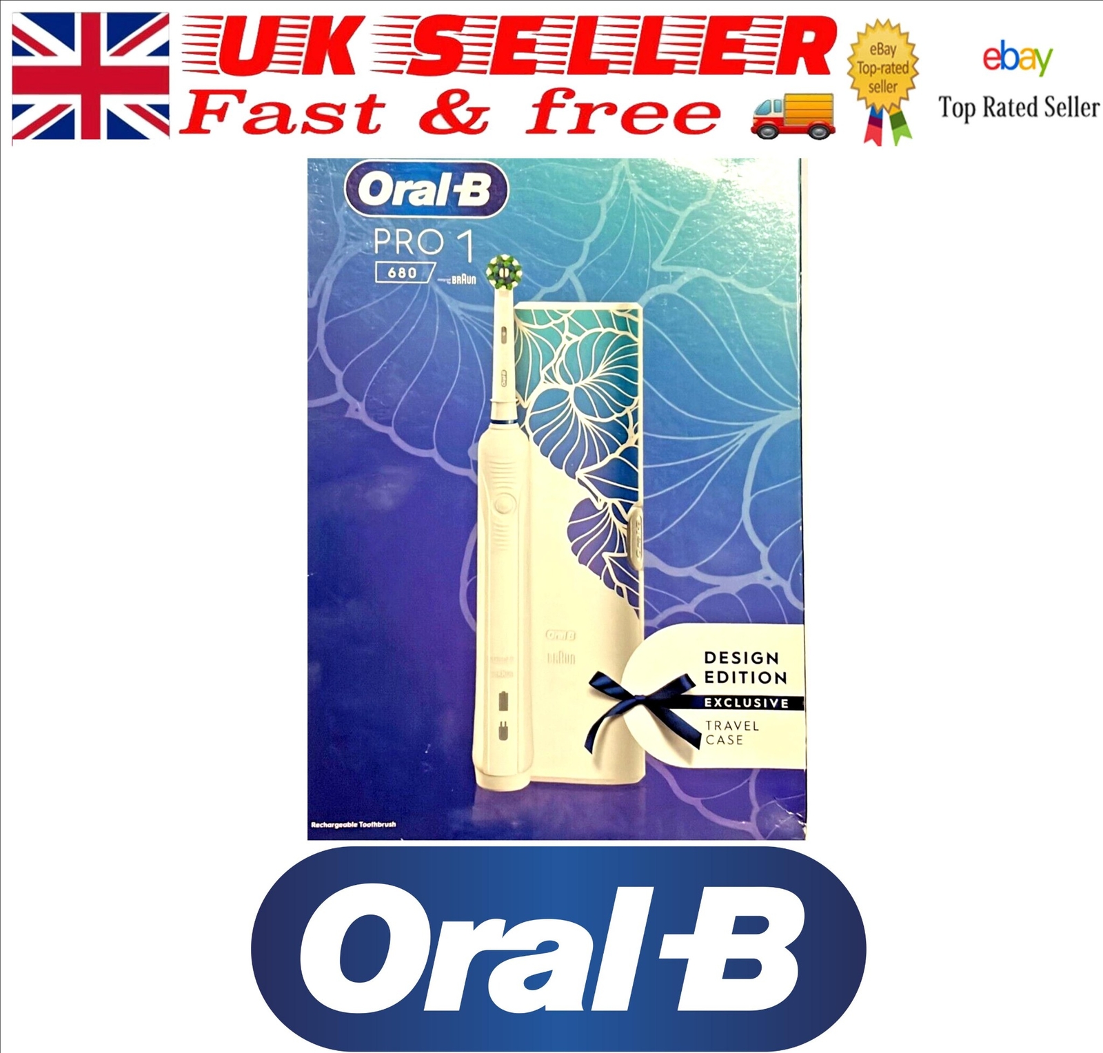 Oral-B PRO 1 680 Rechargeable Toothbrush - White Flora Design Edition