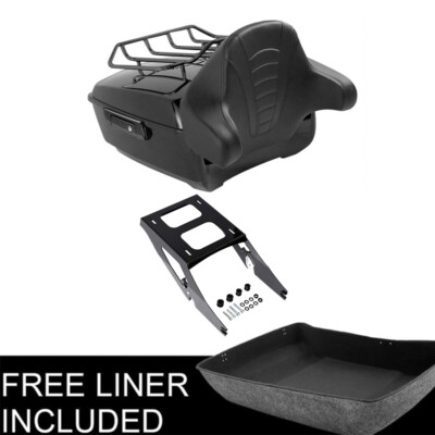Black King Trunk Pad Two Up Mount Rack Fit For Harley Sport Glide FLSB 18-up