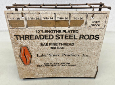 LAKE SHORE Threaded Rod Vintage Metal Fab Steel Worker Mechanic Shop Display Old