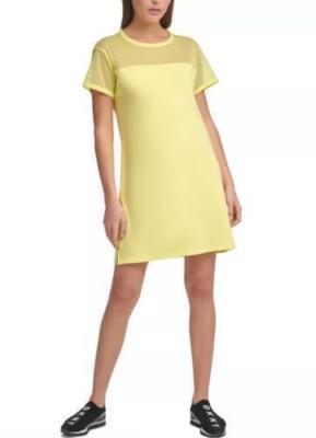 DKNY Sport Dress Mesh-Blocked T-Shirt Yellow Sz S NEW NWT 560