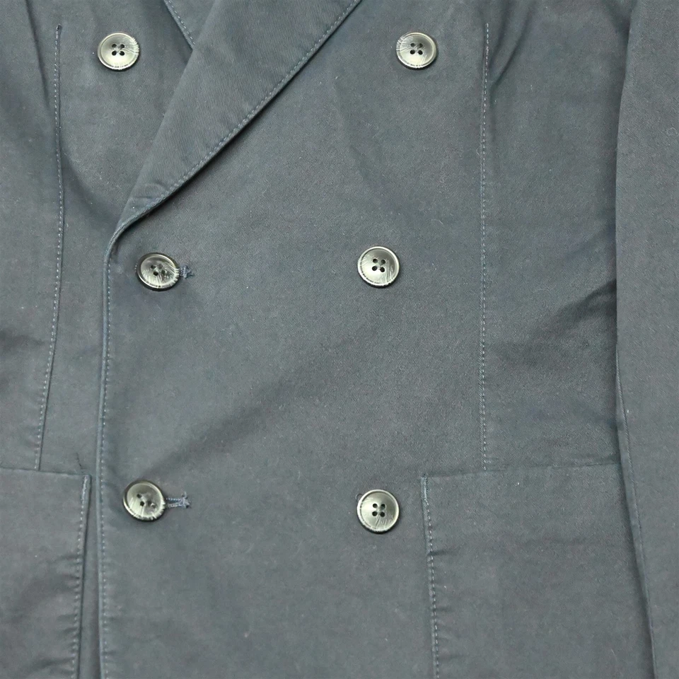 Blazer Express 36R Azul Marino Ajustado Doble Pecho Algodón Traje Chaqueta Abrigo Deportivo Foto 3 de 4