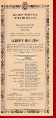 STADTTHEATER VON MODENA, OPER- UND BALLETTSAISON 1979/1980, ALBERT HERRING