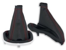 PER ALFA ROMEO 147 FL 2004-2010 CUFFIA LEVA CAMBIO FRENO A MANO CUCITURE ROSSE