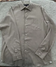 CREMIEUX Men Long Sleeve Collared Tan Button Shirt Size “L” 