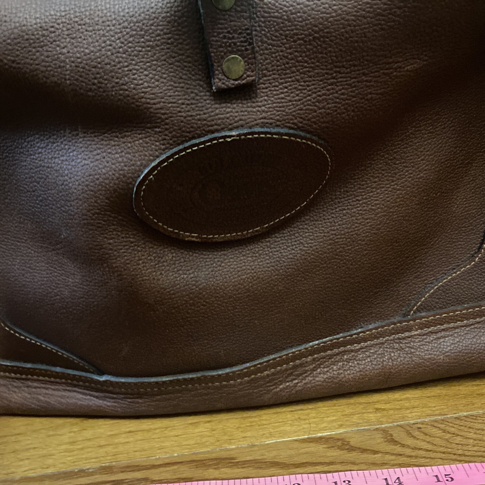 Orvis EUC Bull Hide Leather Luggage Bag Duffle Carry On Tobacco brown